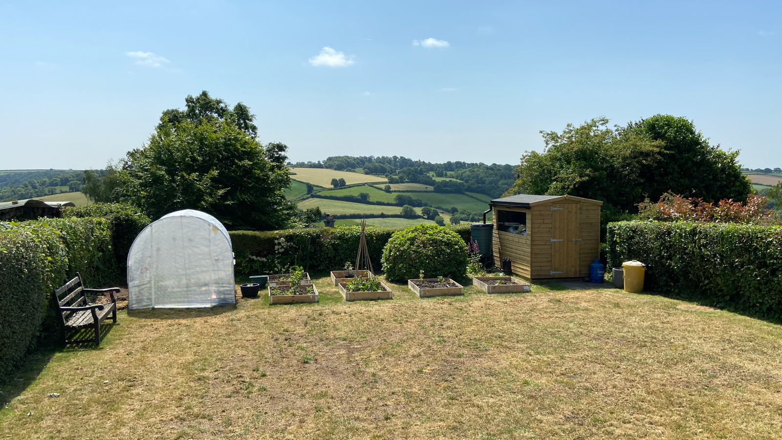 Garden with flower beds